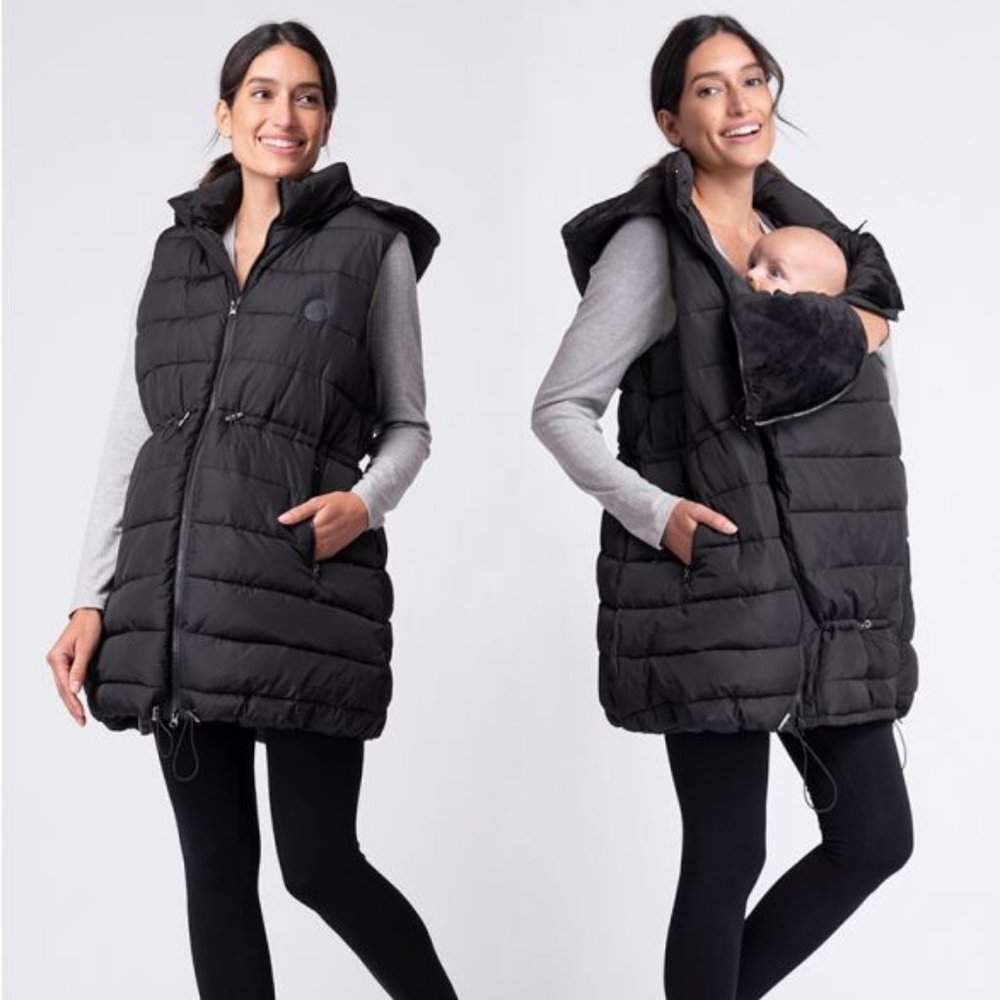 Seraphine Black Long Line 3 In 1 Maternity & Babywearing Gilet